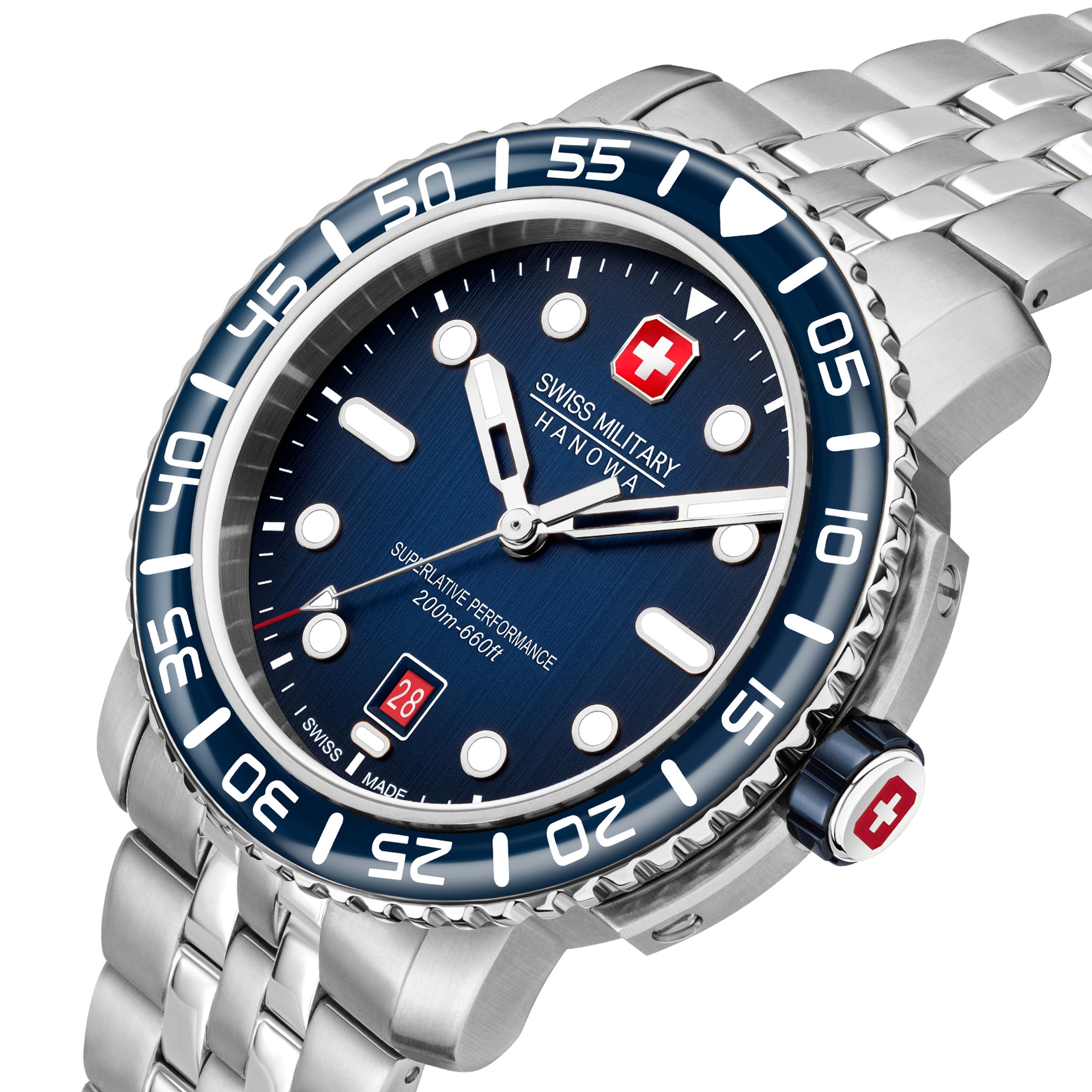 SWISS MILITARY HANOWA BLACK MARLIN BLUE ROUND DIAL ANALOG WATCH FOR Men's SMWGH0001703