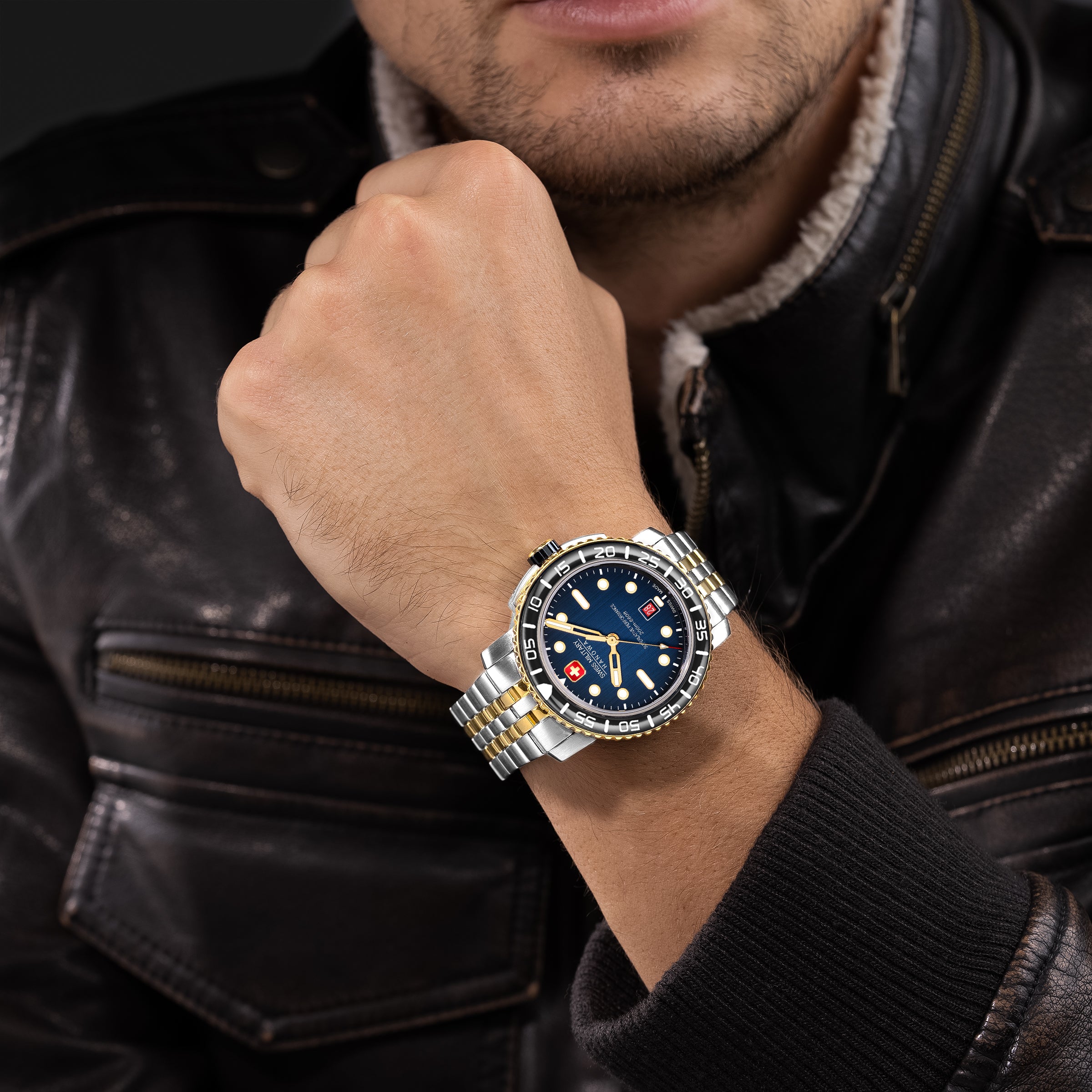 SWISS MILITARY HANOWA BLACK MARLIN BLUE ROUND DIAL ANALOG WATCH FOR Men's SMWGH0001760