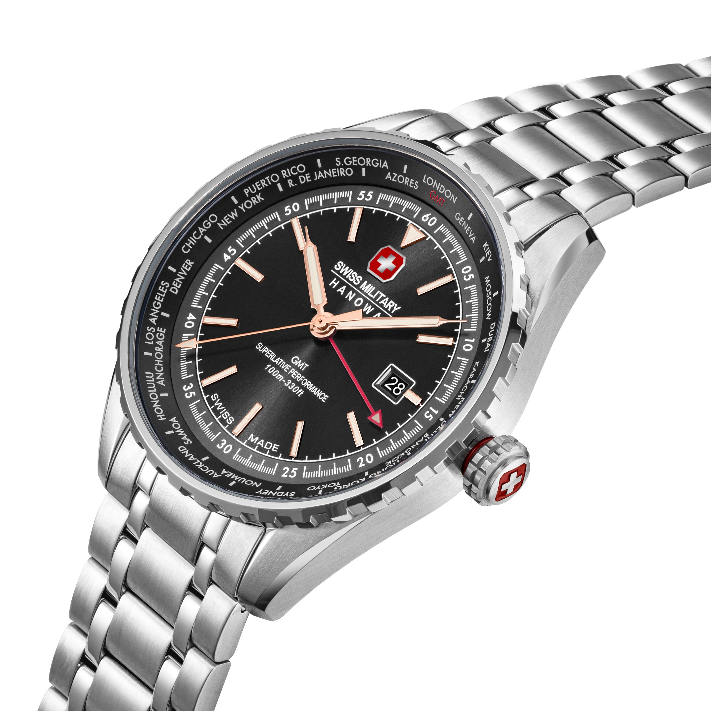 Swiss Military Hanowa SMWGH0003203 - Swiss Made Round Black watch for men