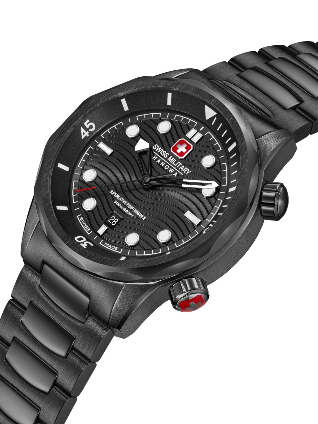 Swiss Military Hanowa BREAKWATER Black Round Dial Analogue Swiss Made Watch For Mens-SMWGH0006431