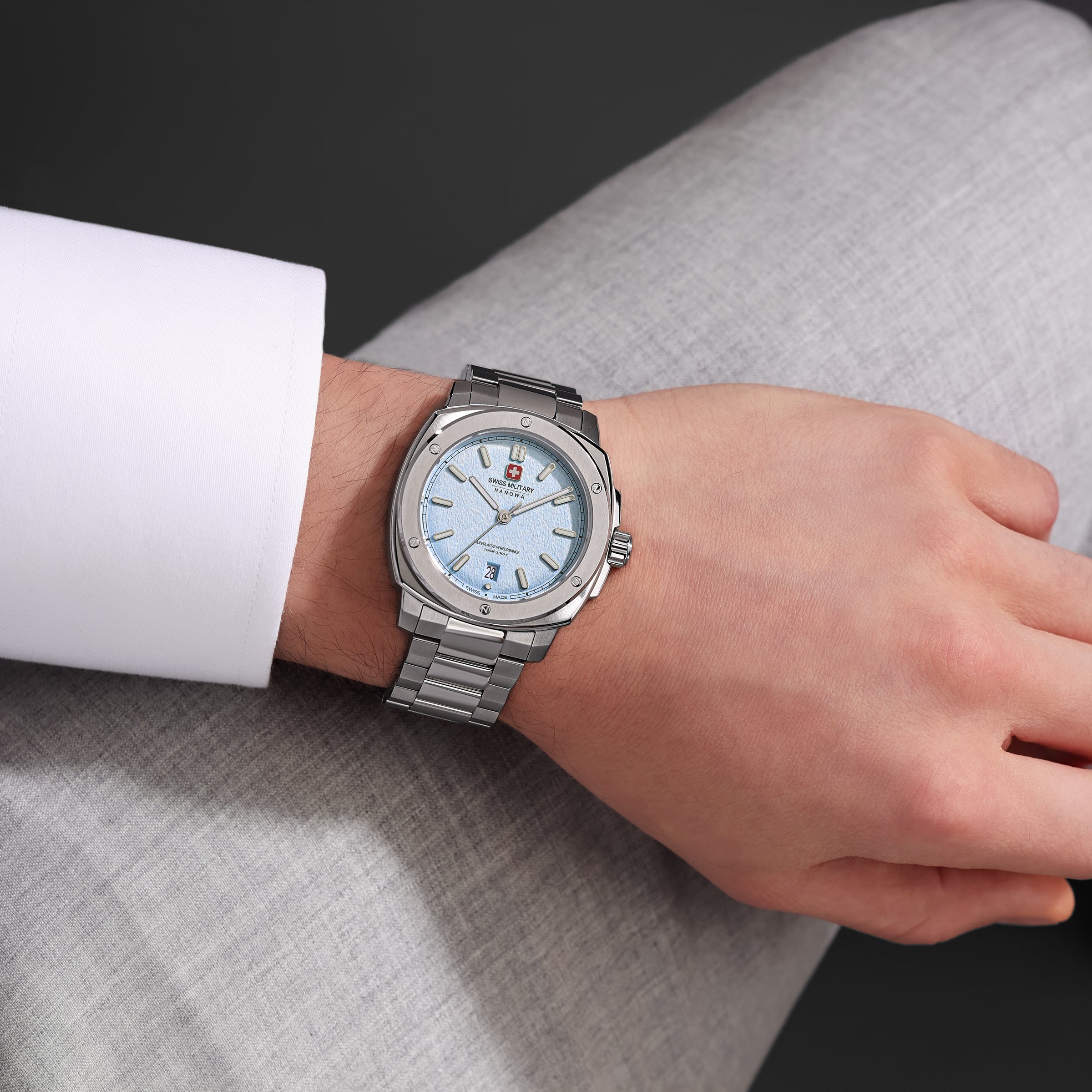 Swiss Military Hanowa SIRIUS Ice Blue Round Dial Analogue Swiss Made Watch For Mens-SMWGH0006502