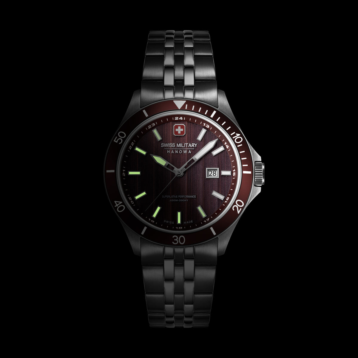 Swiss Military Hanowa Red Round Dial Analogue Swiss Made Watch For Mens-SMWGH0006703