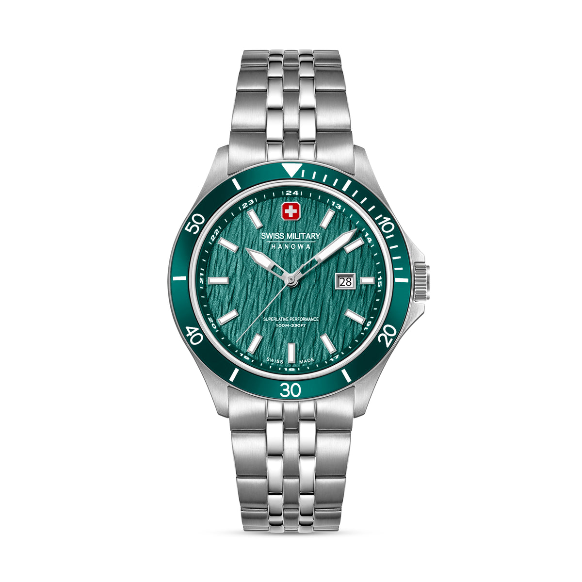 Swiss Military Hanowa Green Round Dial Analogue Swiss Made Watch For Mens-SMWGH0006704
