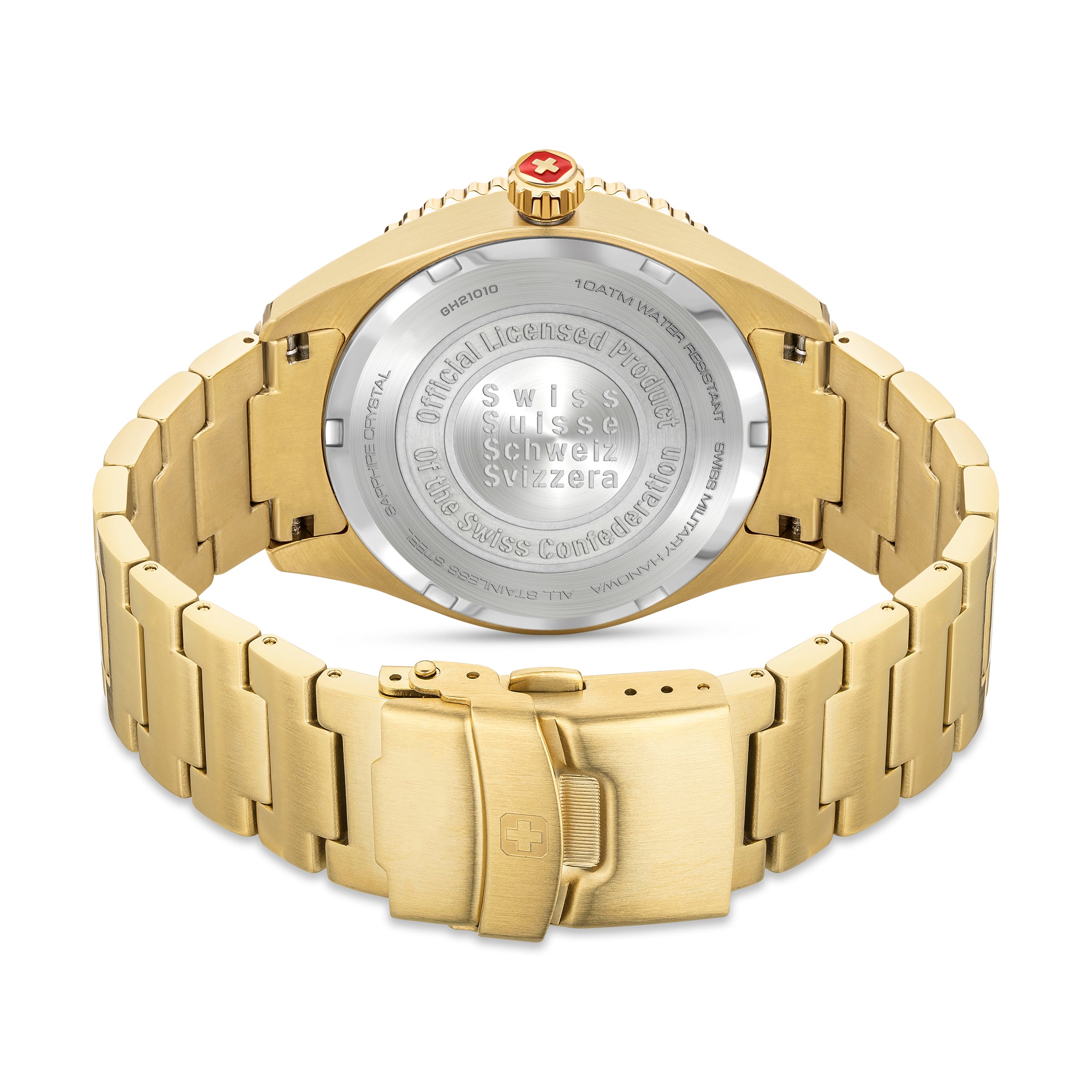 SMWGH2101010 Men's Quartz Watch with Black Dial & Yellow Gold Plated Stainless Steel Bracelet