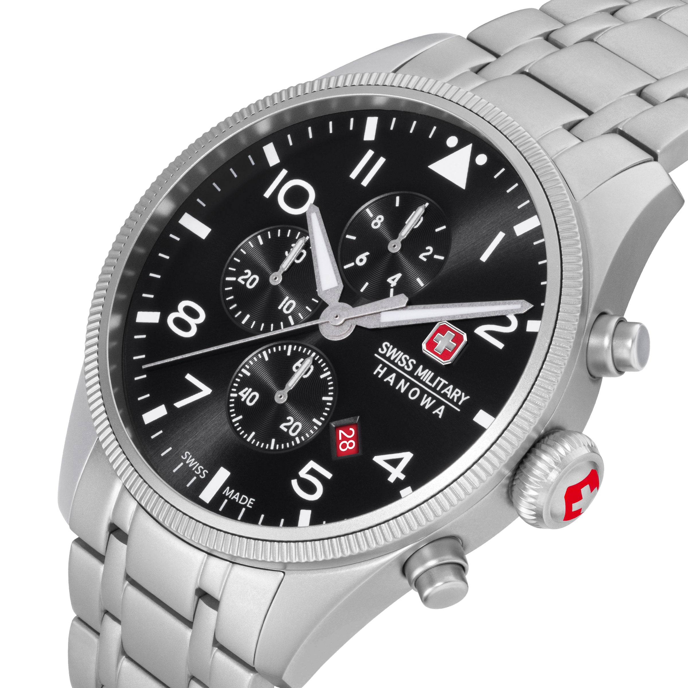 SWISS MILITARY HANOWA THUNDERBOLT CHRONO BLACK ROUND DIAL ANALOG WATCH FOR Men's SMWGI0000405