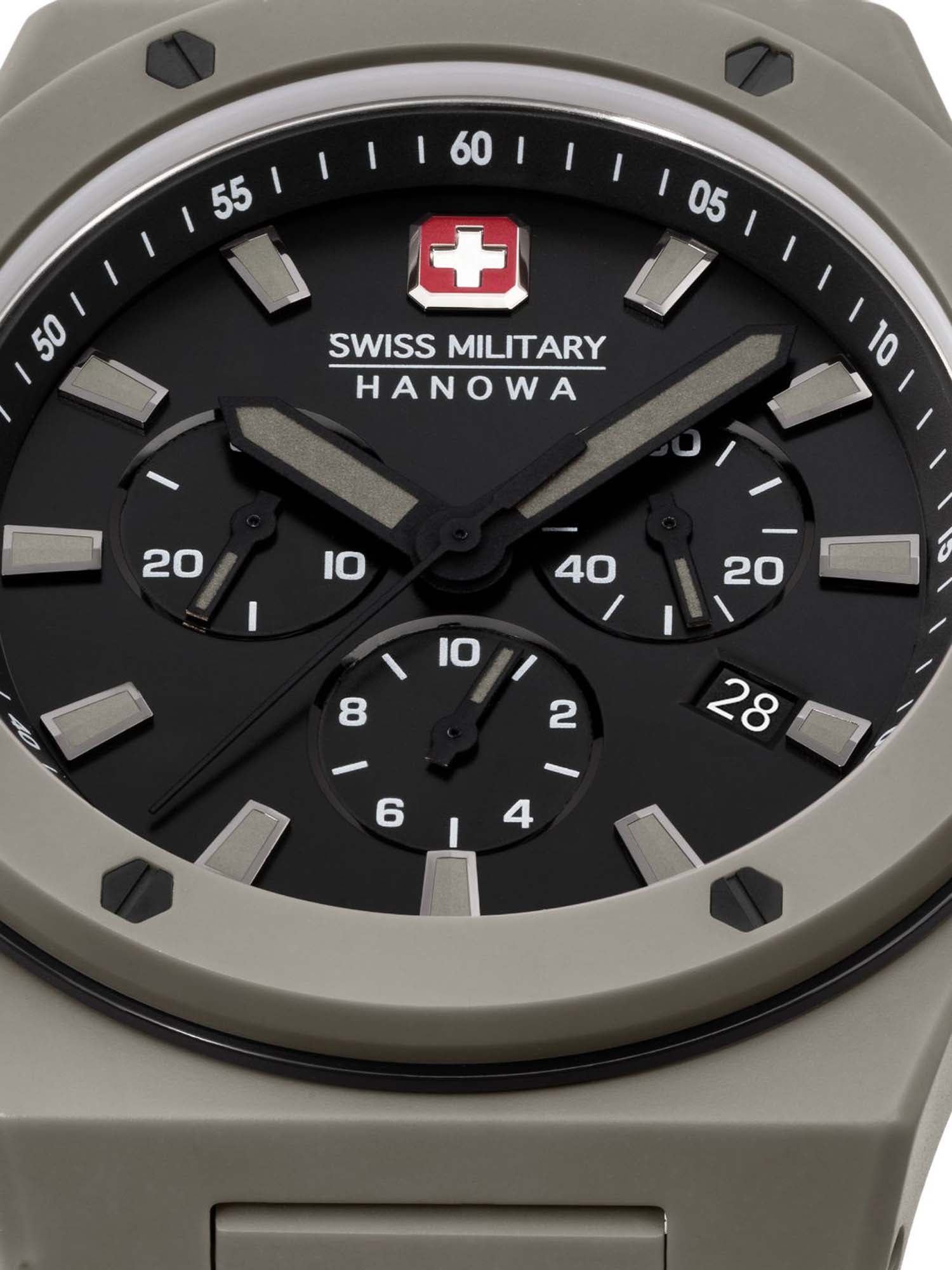 Swiss Military Hanowa SMWGI0002285 Black Velvet Dial Grey Ceramic Mens Watch
