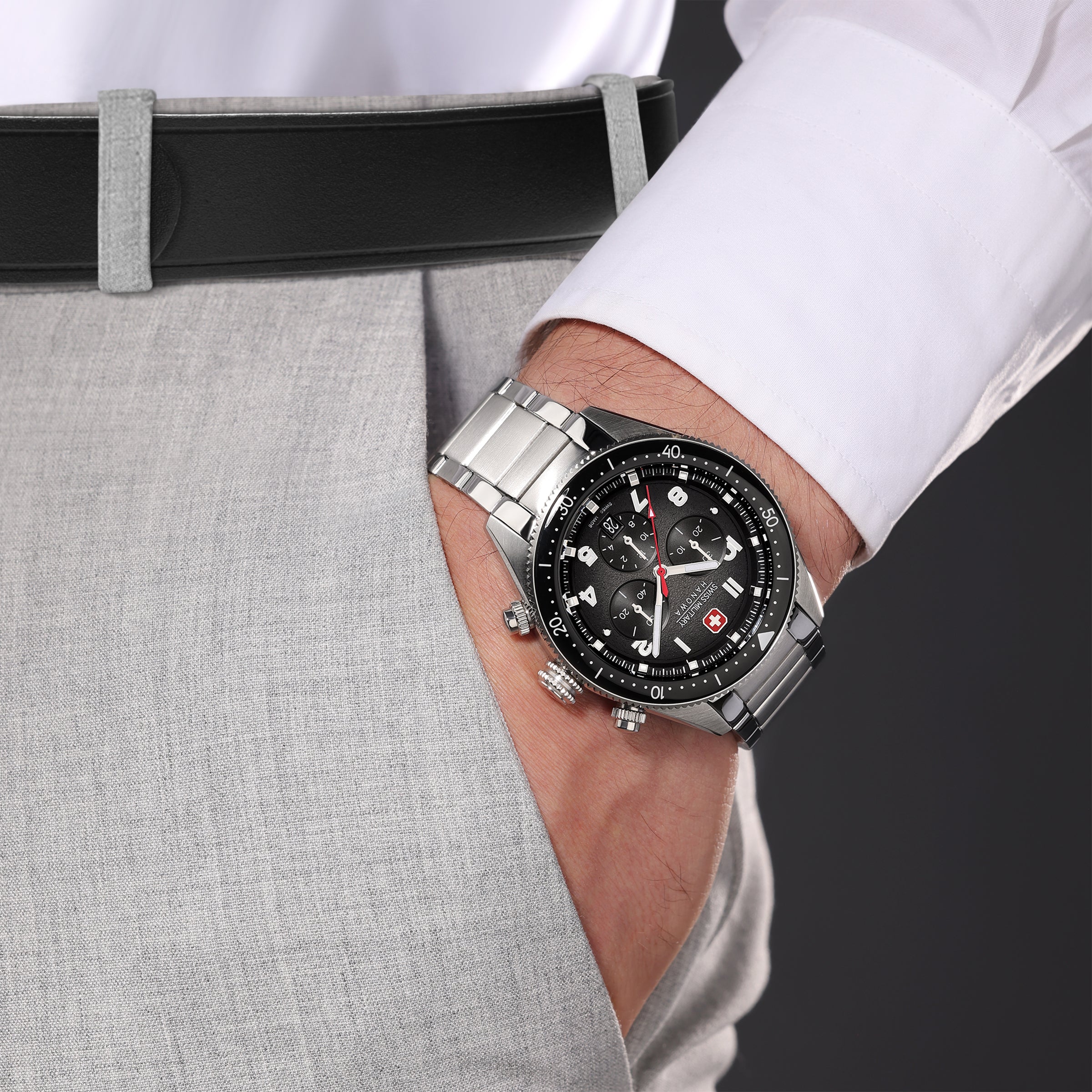 Swiss Military Hanowa SMWGI0003803 NAVALUS PRO CHRONO - swiss made Round Black Chronograph - Watch for men