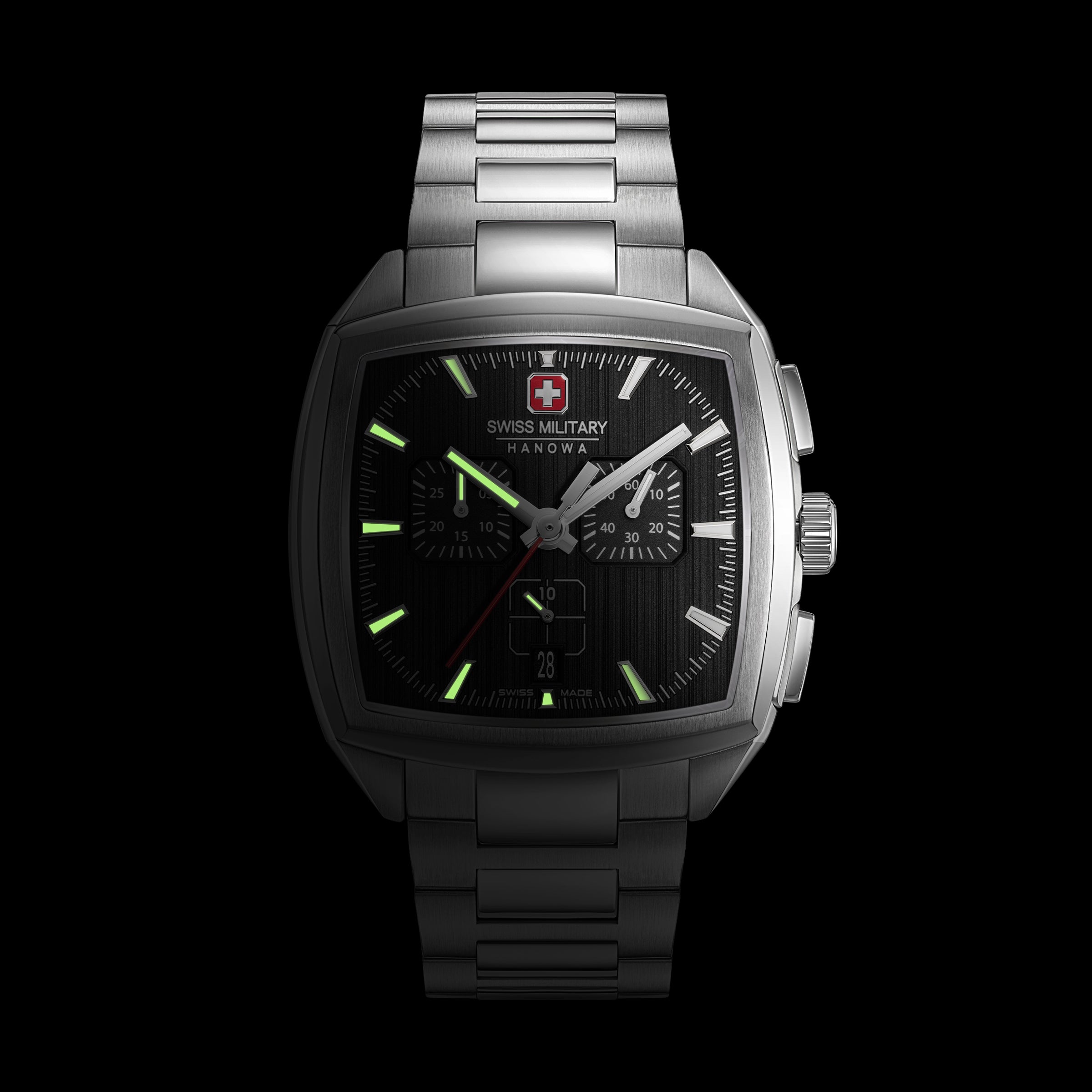 Swiss Military Hanowa SMWGI0004301 - Swiss Made Square Dial Black Chronograph - Watch for men
