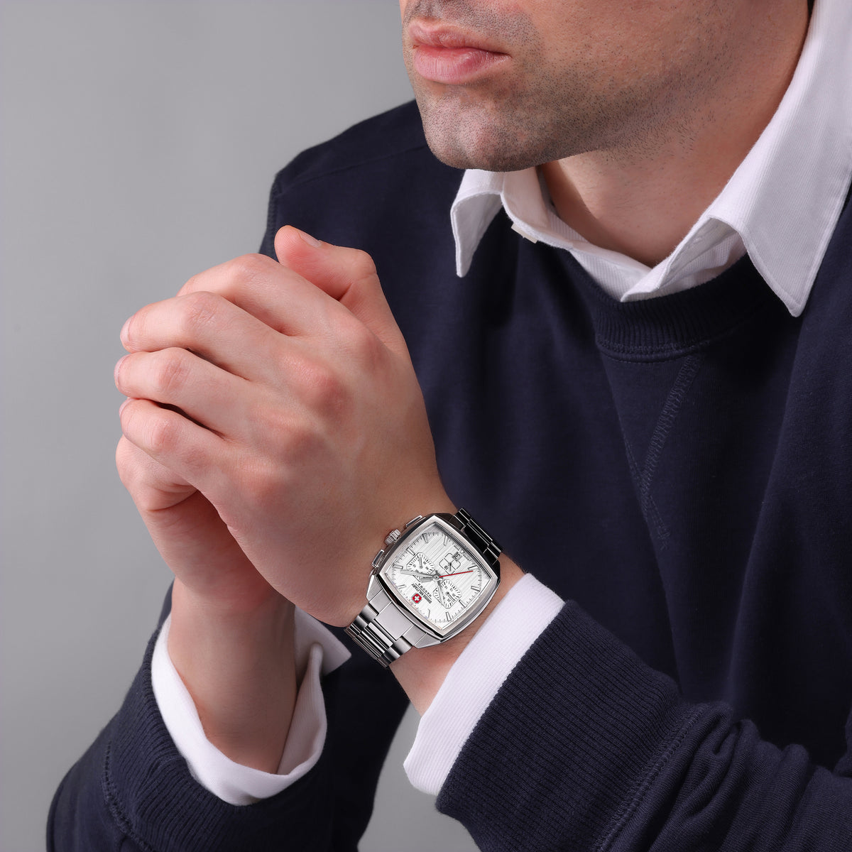 Swiss Military Hanowa SMWGI0004303 - Swiss Made Square Dial Silver Chronograph - Watch for men