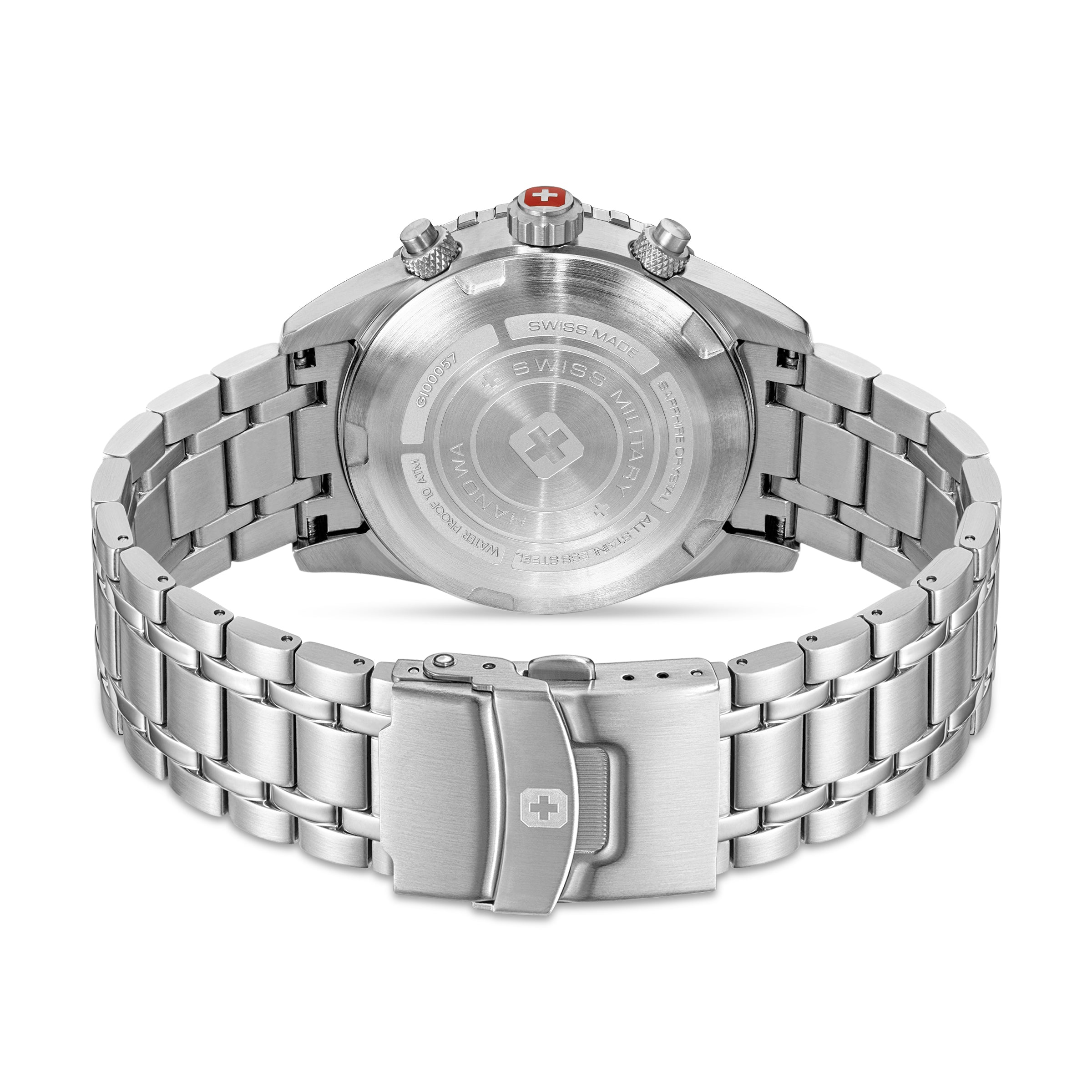 SMWGI0005701-SET Swiss Made Men's Chronograph Watch with White Dial & Silver Stainless Steel Bracelet