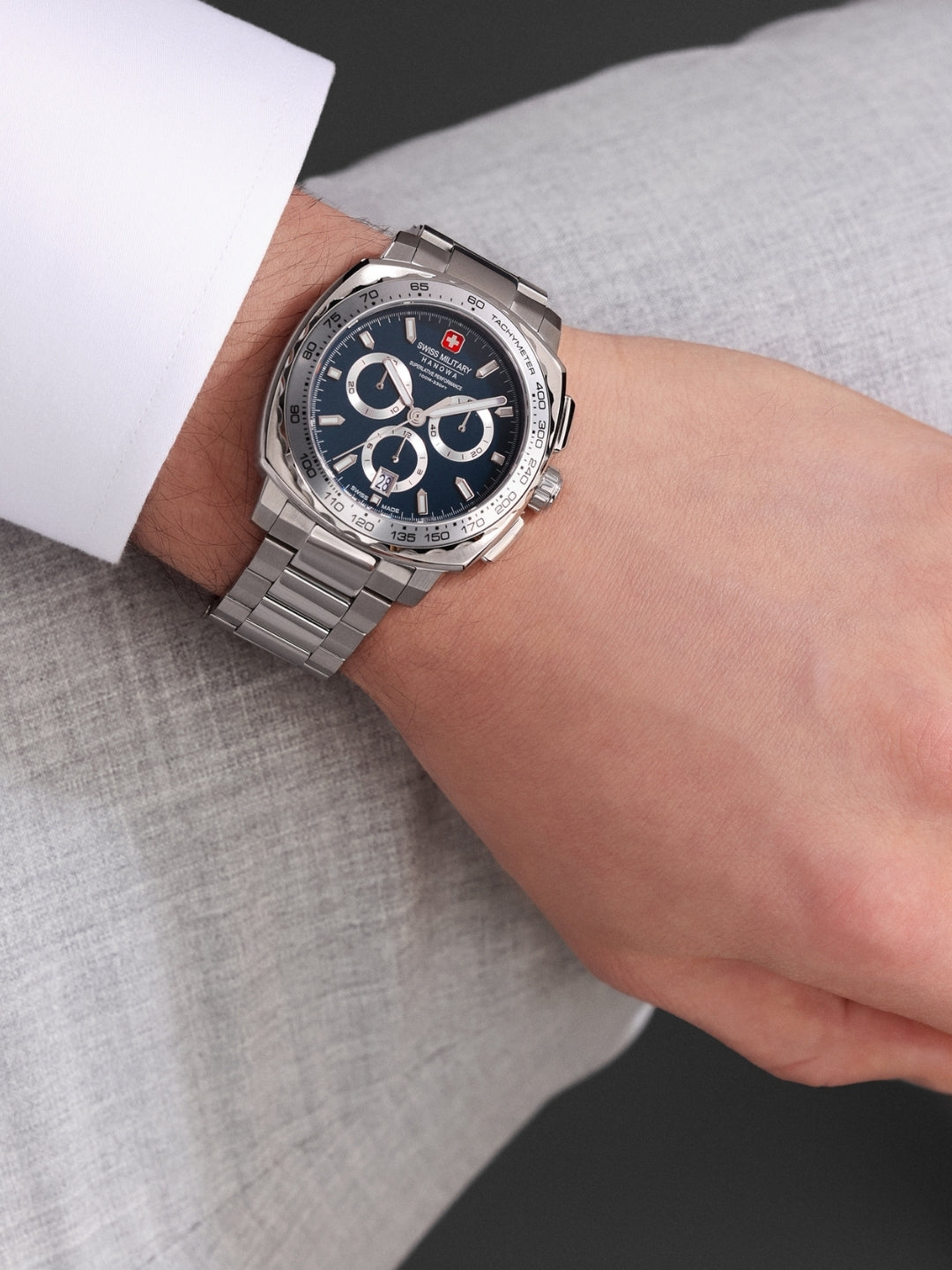 Swiss Military Hanowa SPEEDWELL Blue Round Dial Chronograph Swiss Made Watch For Mens-SMWGI0006803