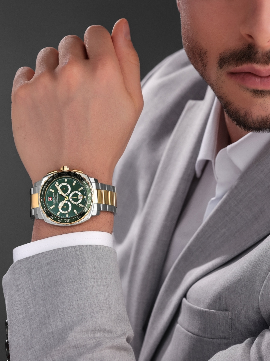 Swiss Military Hanowa SPEEDWELL Green Round Dial Chronograph Swiss Made Watch For Mens-SMWGI0006804