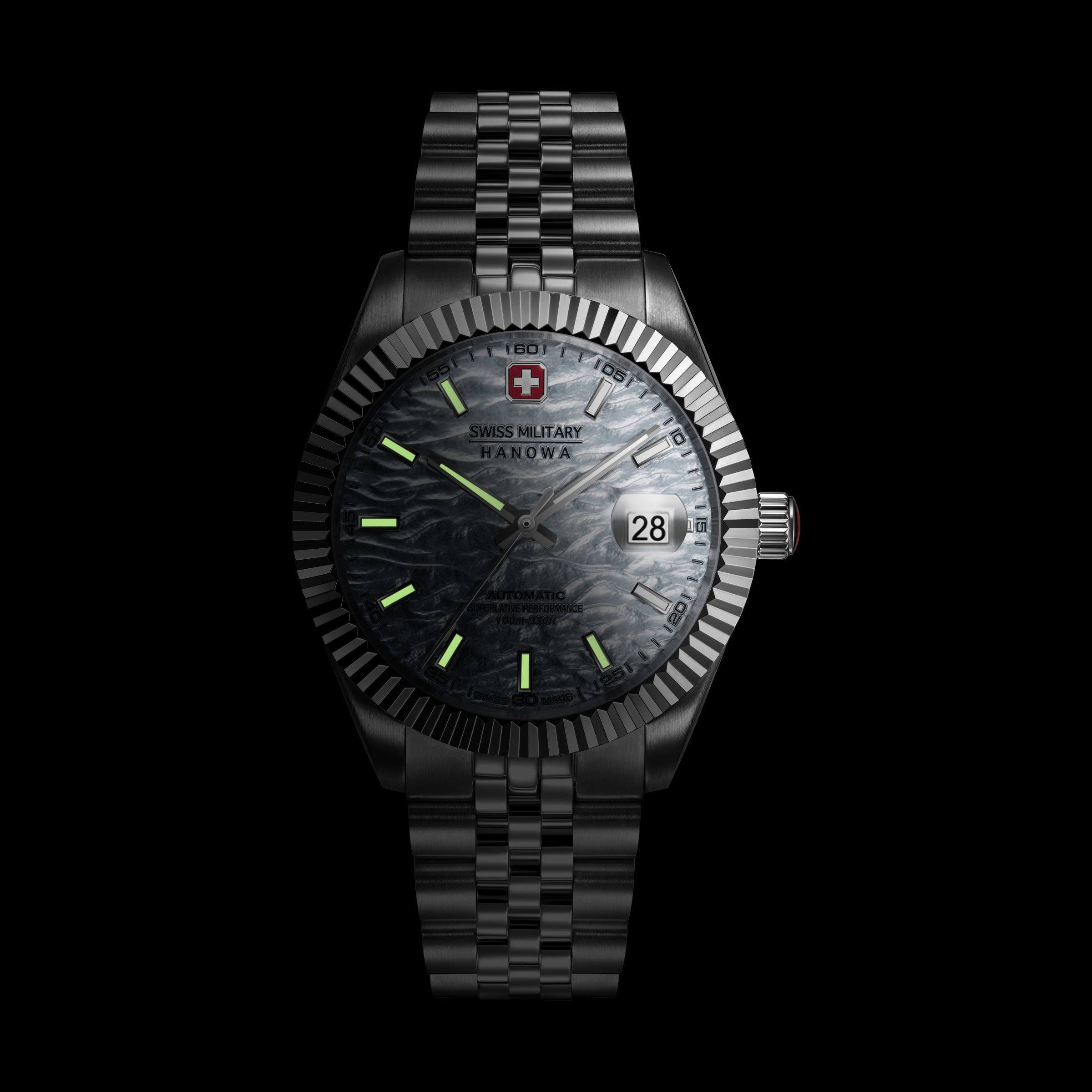 Swiss Military Hanowa Master Diligenter Ice Blue Round Dial Automatic Swiss Made Watch For Mens-SMWGL0005405