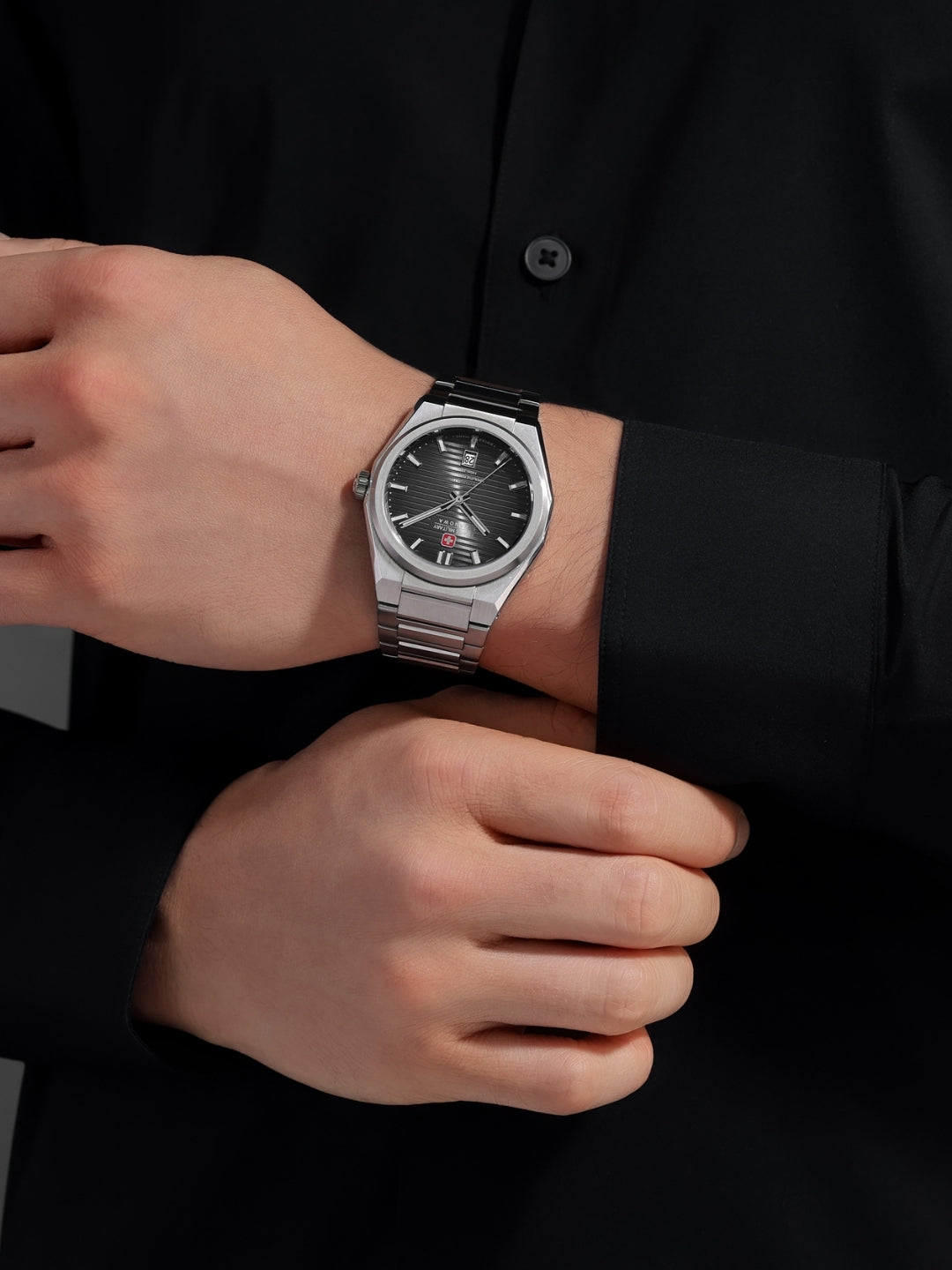 Swiss Military Hanowa AVALANCHE Cool Grey Round Dial Automatic Swiss Made Watch For Mens-SMWGL0006903