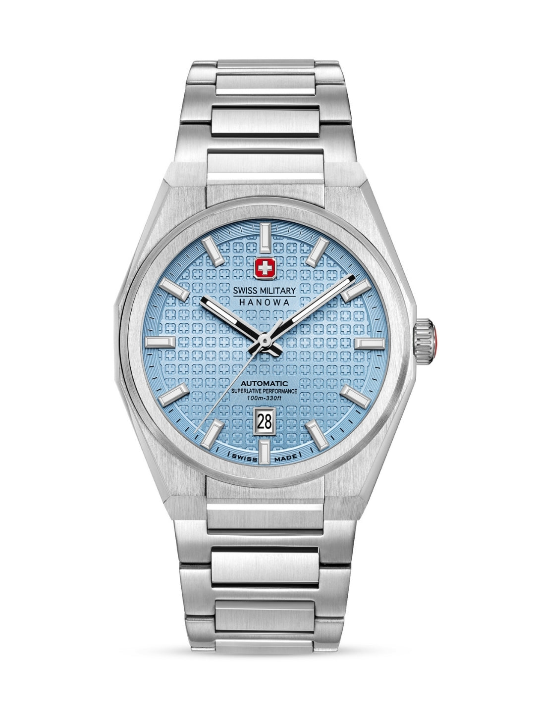 Swiss Military Hanowa Avalanche Icon Ice Blue Round Dial Automatic Swiss Made Watch For Mens-SMWGL0006904