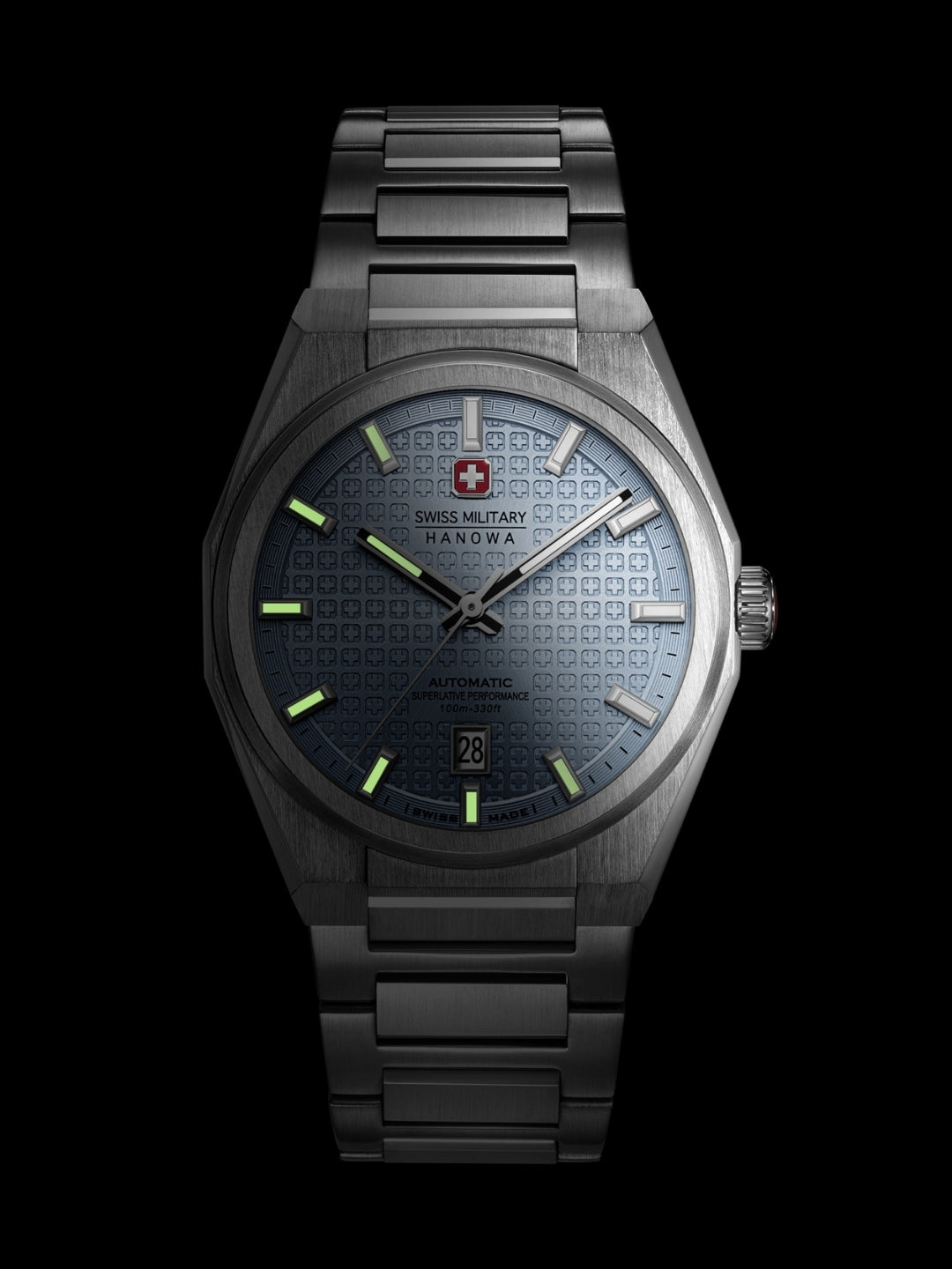 Swiss Military Hanowa Avalanche Icon Ice Blue Round Dial Automatic Swiss Made Watch For Mens-SMWGL0006904