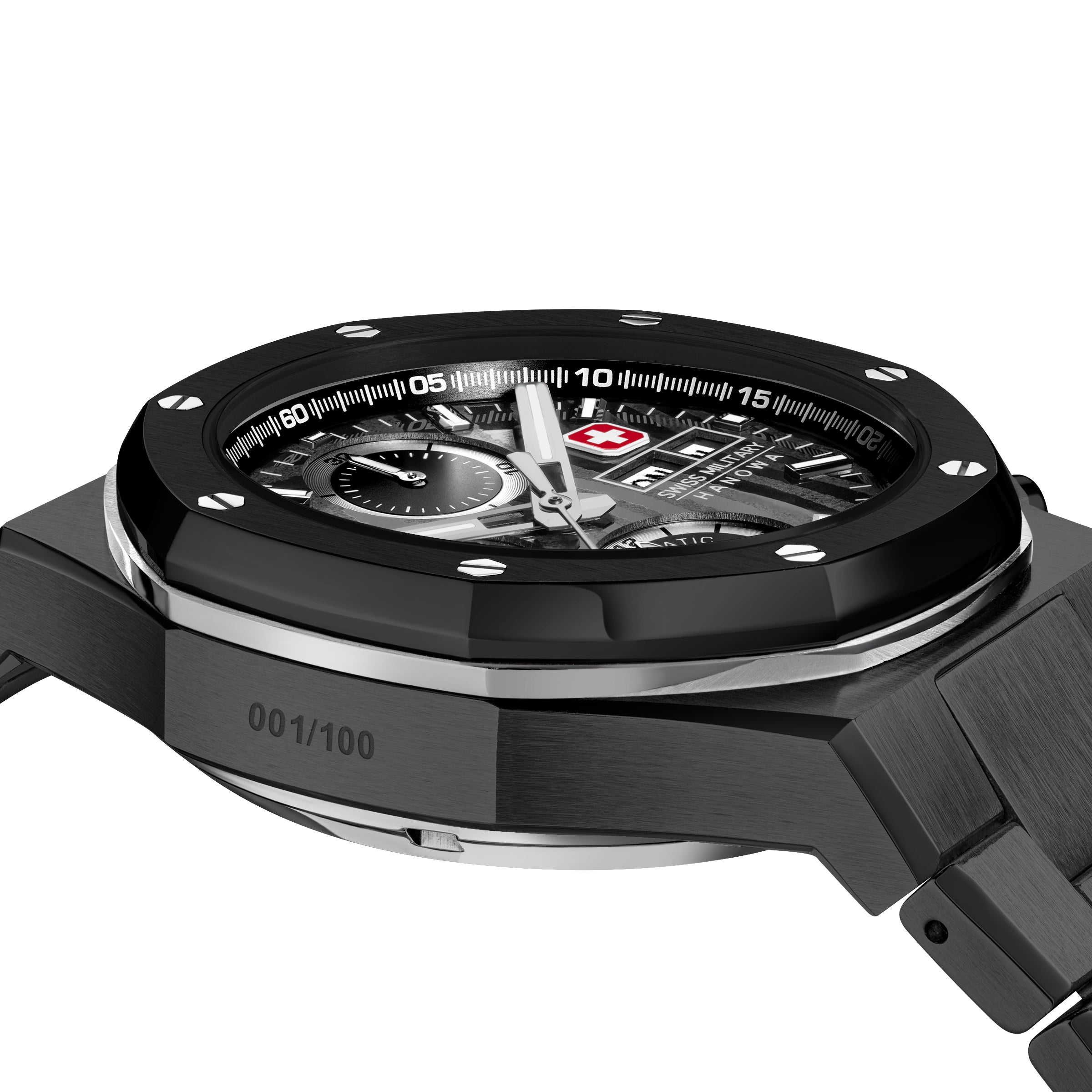 Swiss Military Hanowa Damask Legend - Ironblack Black Round Dial Automatic Swiss Made Watch For Mens-SMWGL0007030