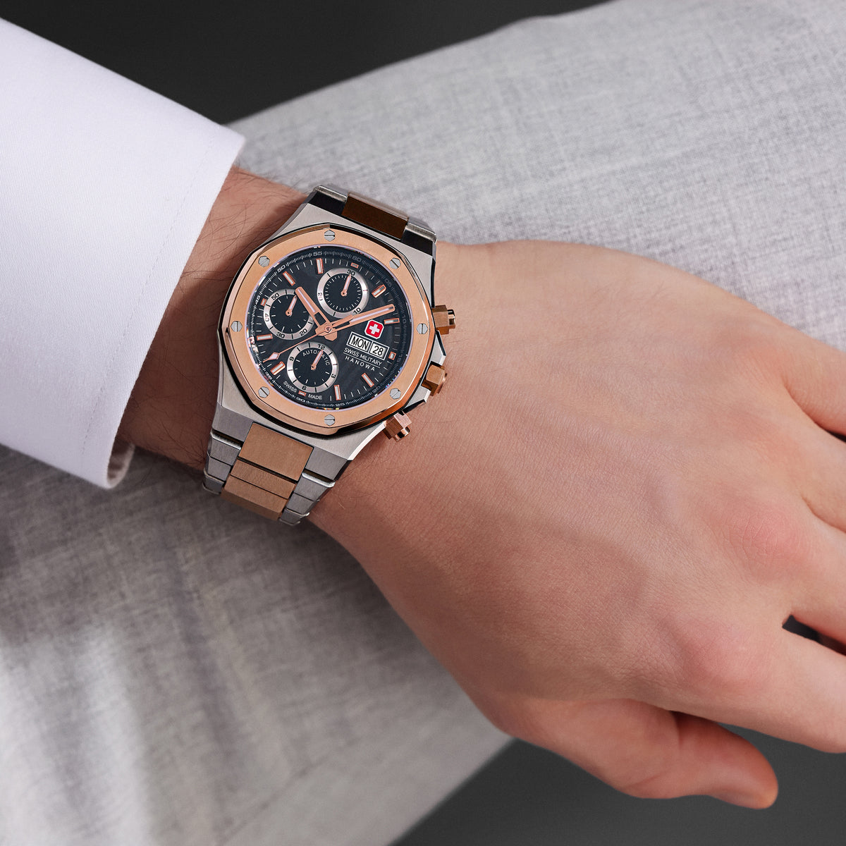 Swiss Military Hanowa Damask Legend - Fireball Black Round Dial Automatic Swiss Made Watch For Mens-SMWGL0007060