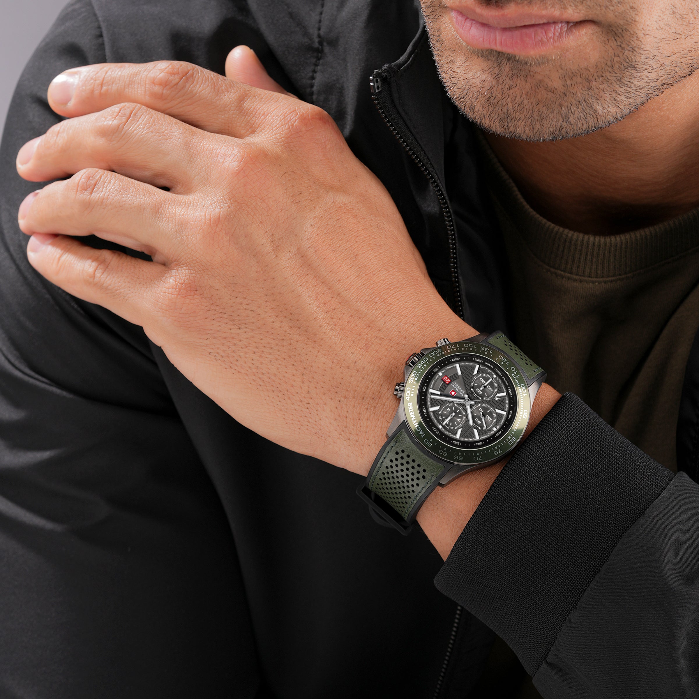 Swiss Military Hanowa SMWGO0003441 - Swiss Made Round Olive Chronograph - Watch for men