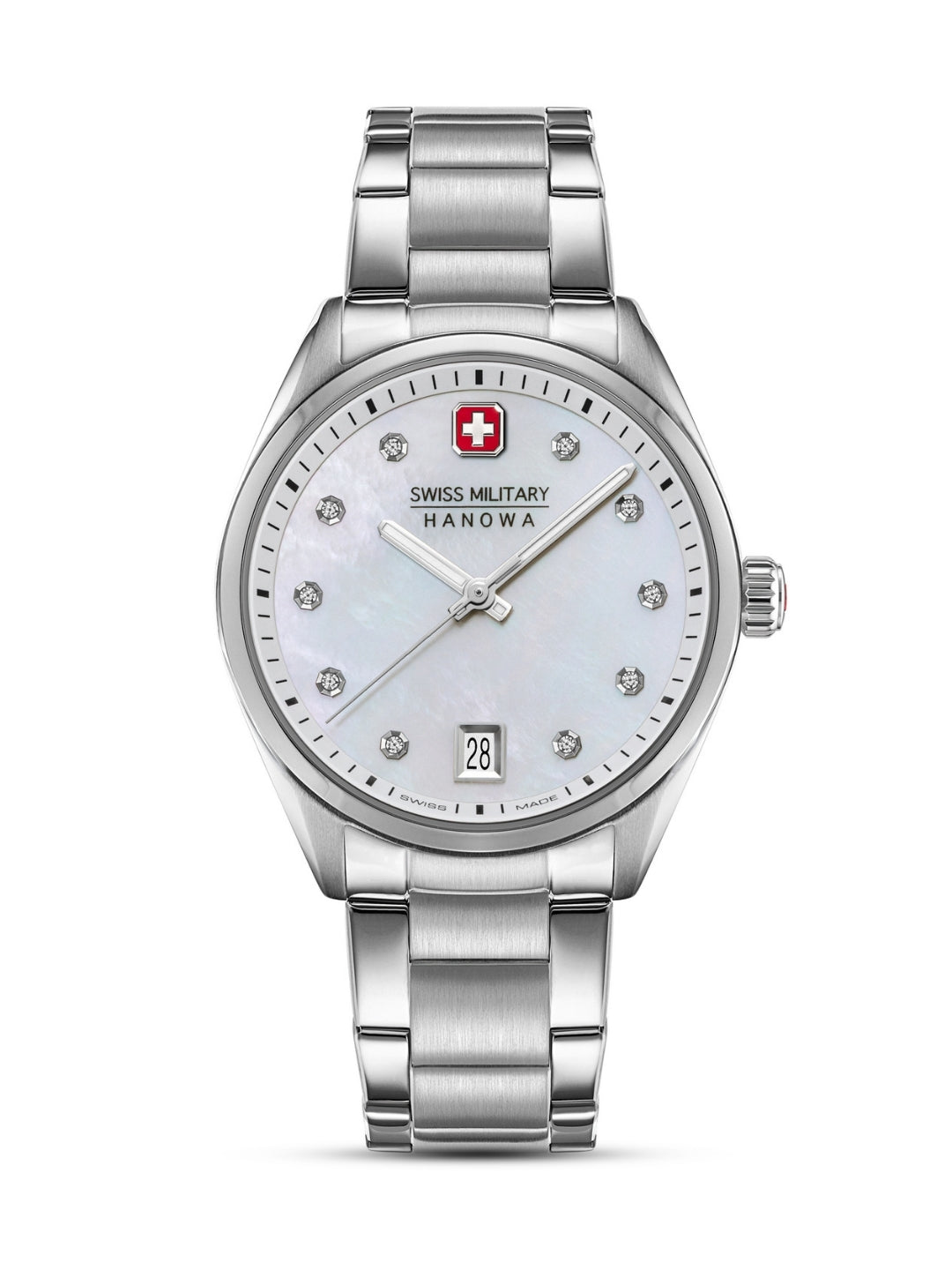 Swiss Military Hanowa Silver Dial Analogue Swiss Made Watch For Womens-SMWLH0005001