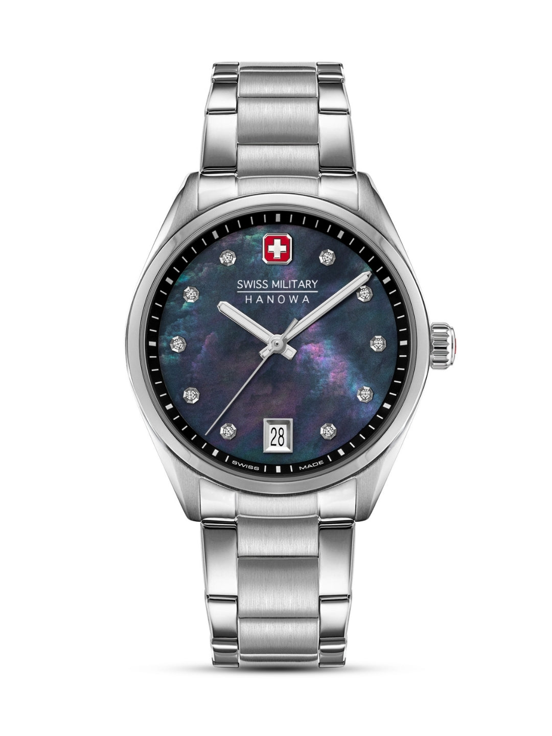 Swiss Military Hanowa Roadrunner Lady Sparkle Black Dial Analogue Swiss Made Watch For Womens-SMWLH0005002