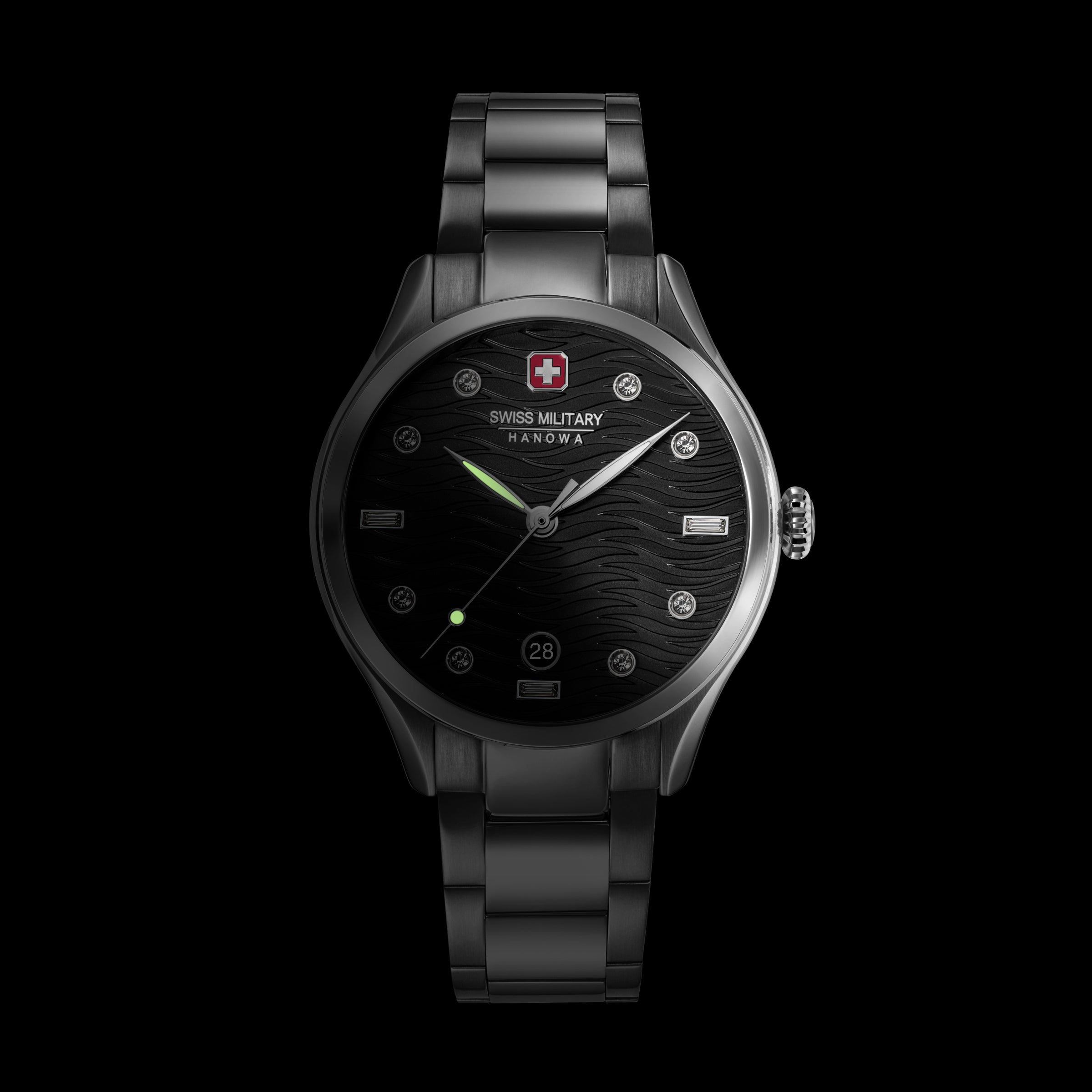 SMWLH0005303 Swiss Made Men's Watch with Black Dial & Silver Stainless Steel Bracelet