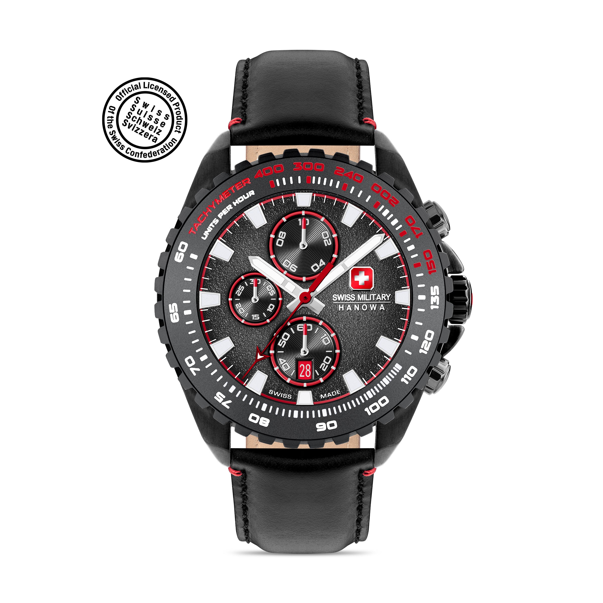 SWISS MILITARY HANOWA STONE MARTEN BLACK ROUND DIAL ANALOG WATCH FOR Men's SMWGC0001832