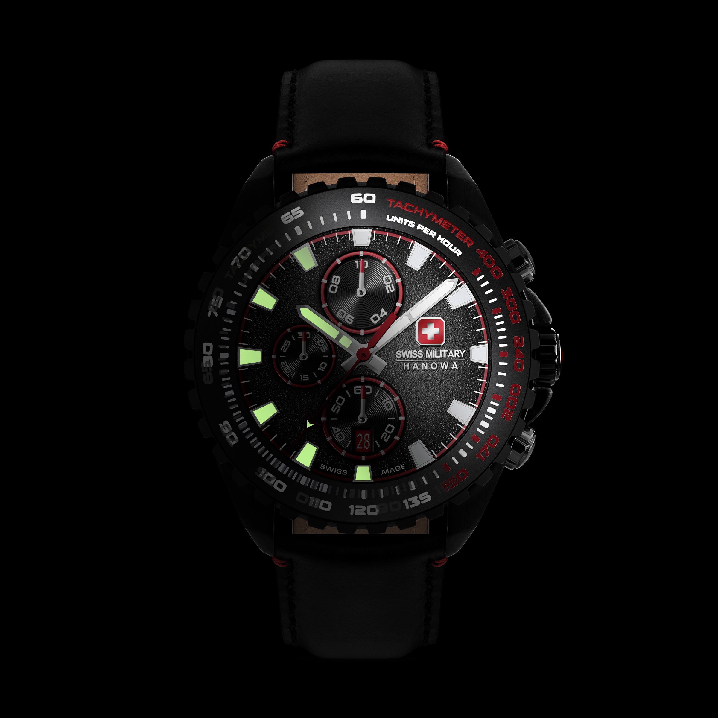 SWISS MILITARY HANOWA STONE MARTEN BLACK ROUND DIAL ANALOG WATCH FOR Men's SMWGC0001832