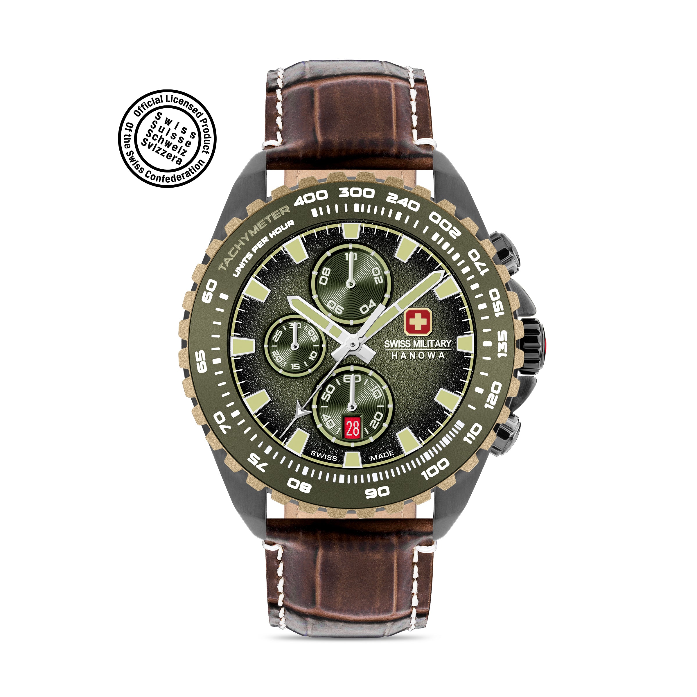 SWISS MILITARY HANOWA STONE MARTEN OLIVE ROUND DIAL ANALOG WATCH FOR Men's SMWGC0001840