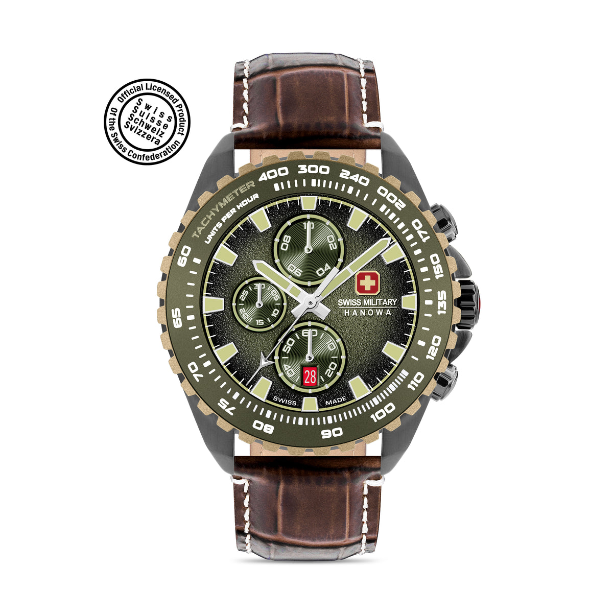 SWISS MILITARY HANOWA STONE MARTEN OLIVE ROUND DIAL ANALOG WATCH FOR Men's SMWGC0001840