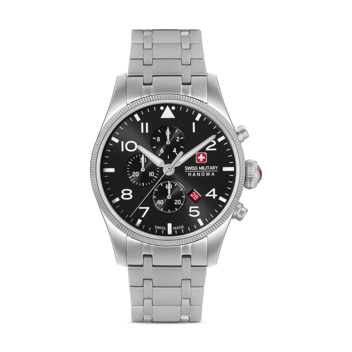 SWISS MILITARY HANOWA THUNDERBOLT CHRONO BLACK ROUND DIAL ANALOG WATCH FOR Men's SMWGI0000405