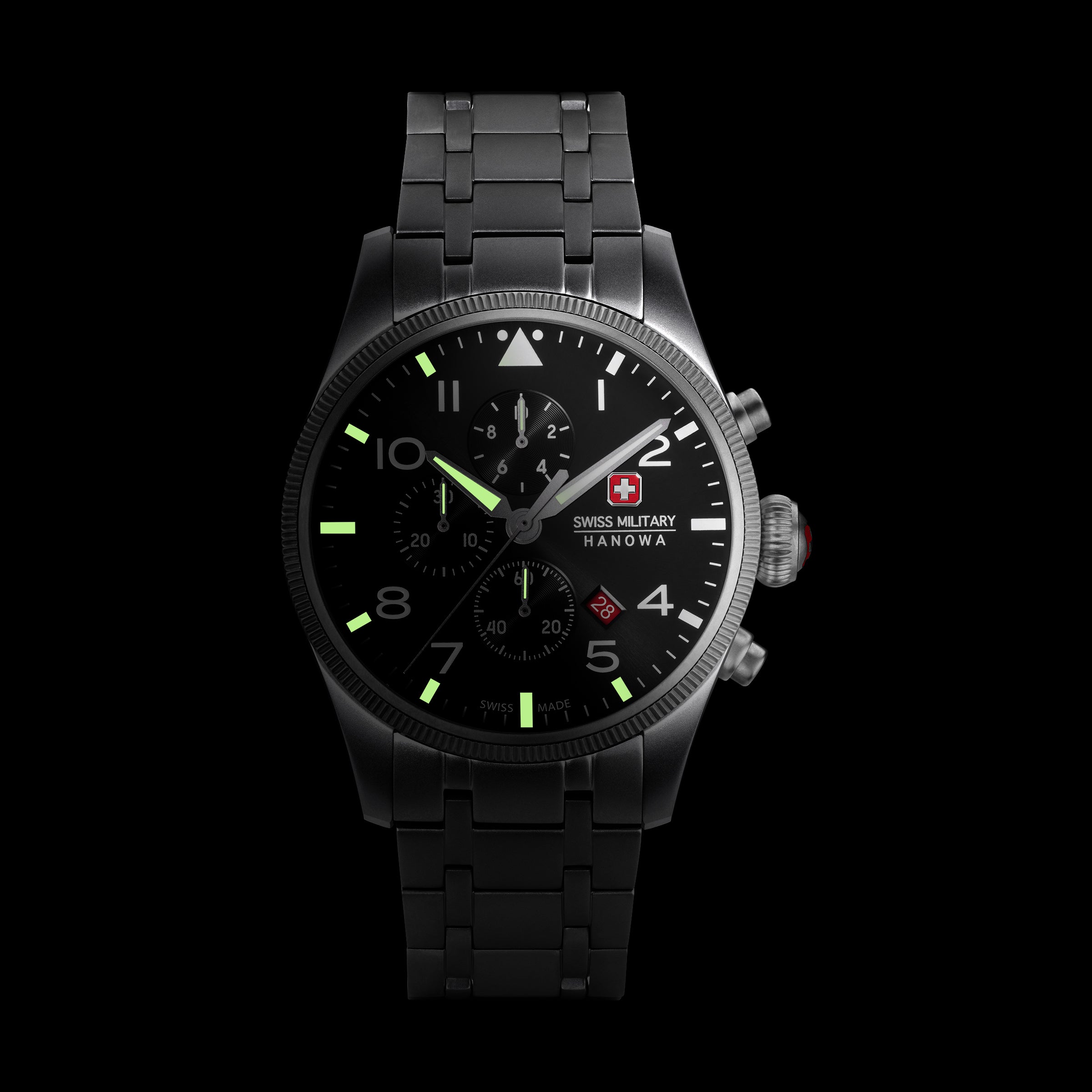 SWISS MILITARY HANOWA THUNDERBOLT CHRONO BLACK ROUND DIAL ANALOG WATCH FOR Men's SMWGI0000405