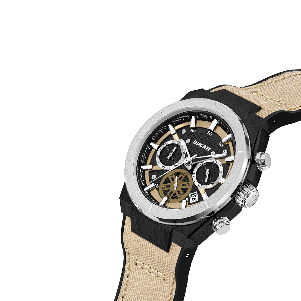 Ducati Chronograph Quartz Watch With Beige Leather Strap