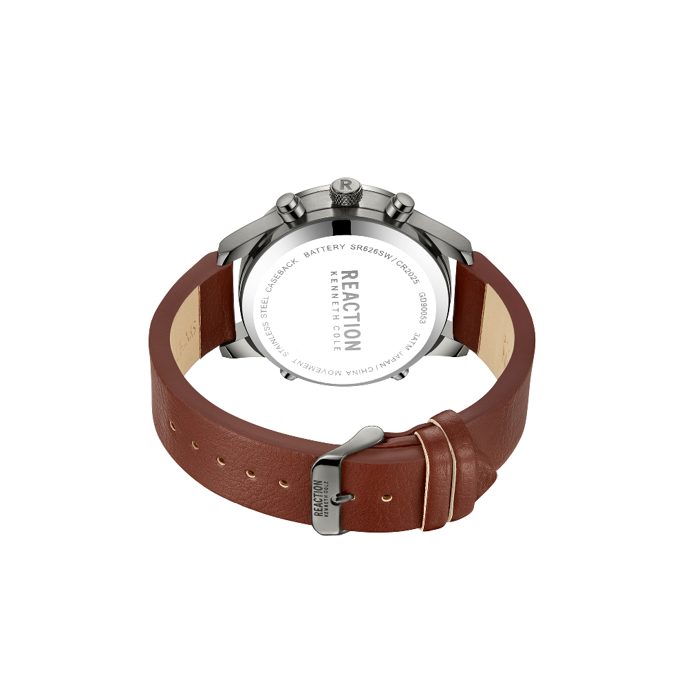Kenneth Cole Reaction ANA-DIGIT Grey Brown Synthetic Leather Strap Casual Watch for Men's - KRWGD9005301