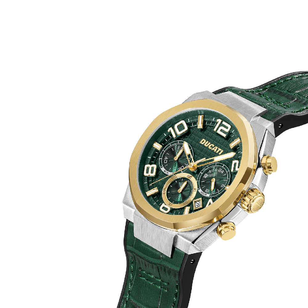 Ducati Chronograph Quartz Watch With Green Leather Strap