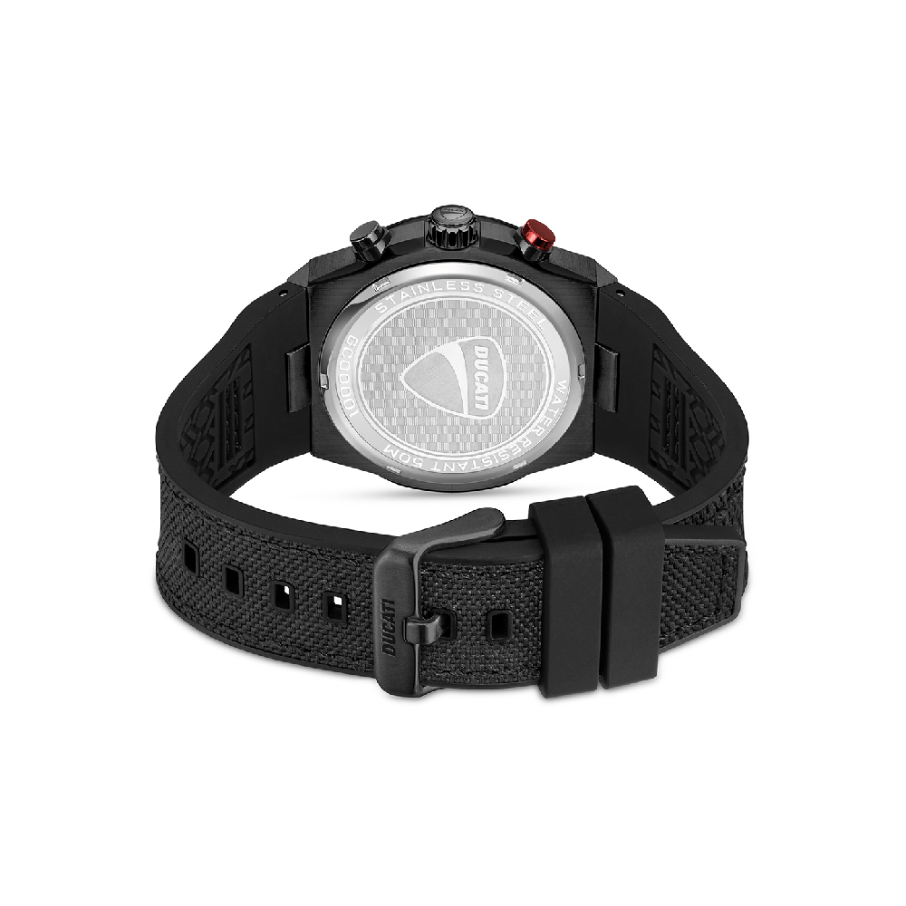 Ducati Chronograph Quartz Watch With Black Leather Strap