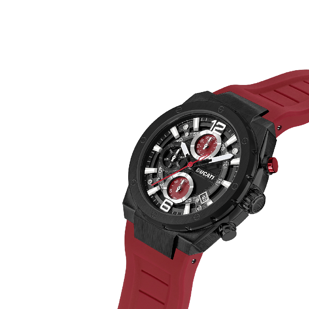 Ducati Chronograph Quartz Watch With Red Silicon Strap