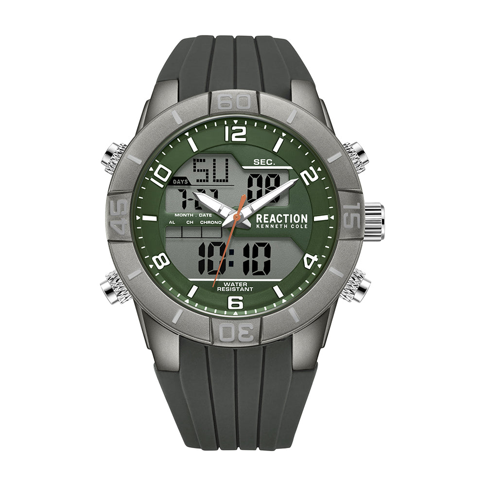 Kenneth Cole Reaction Analog Digital Grey Silicon Strap Sports Wear Watch for Men's - KRWGP9005802
