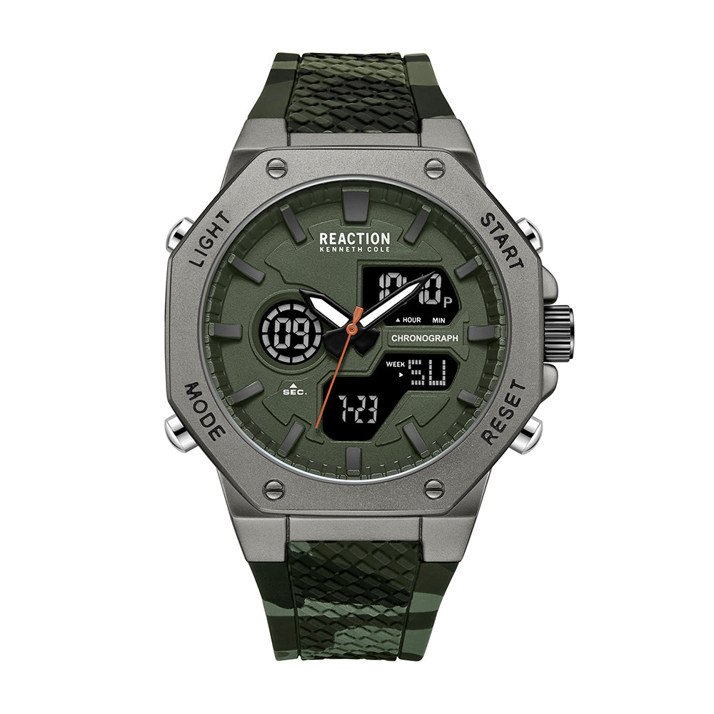 Kenneth Cole Reaction Analog Digital Green Silicon Strap Sports Wear Watch  for Men's KRWGP9005701