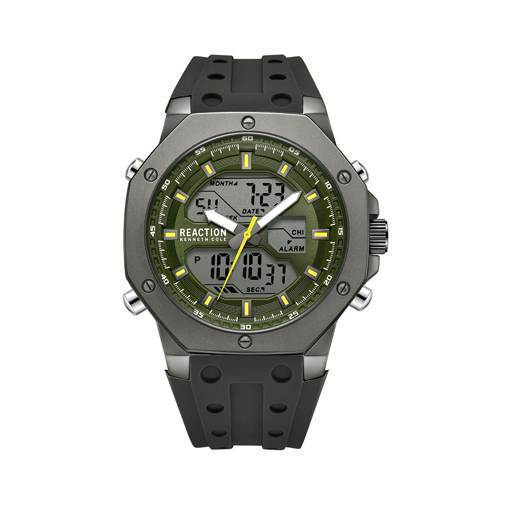 Kenneth Cole Reaction Analog Digital Grey Silicon Strap Casual Watch f