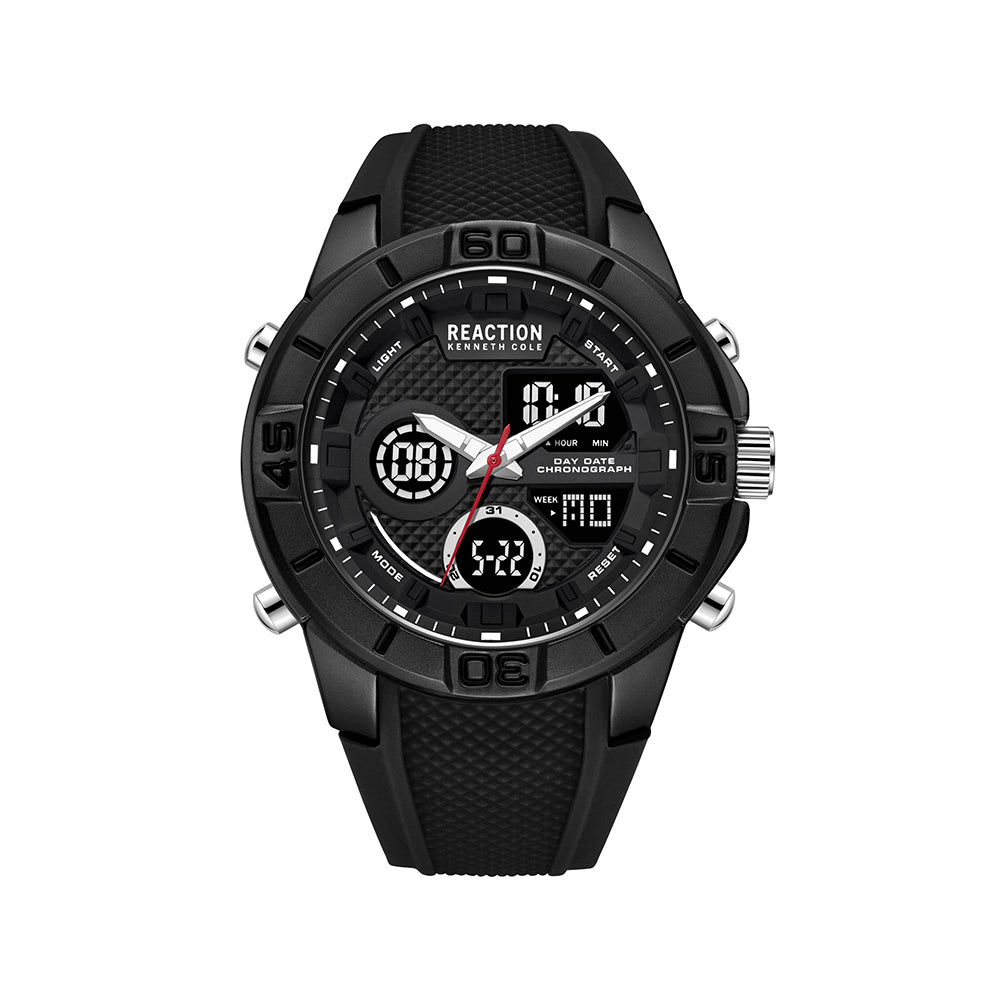 Kenneth Cole Reaction Analog Digital Black Silicon Strap Sports Wear Watch for Men's - KRWGP2192104
