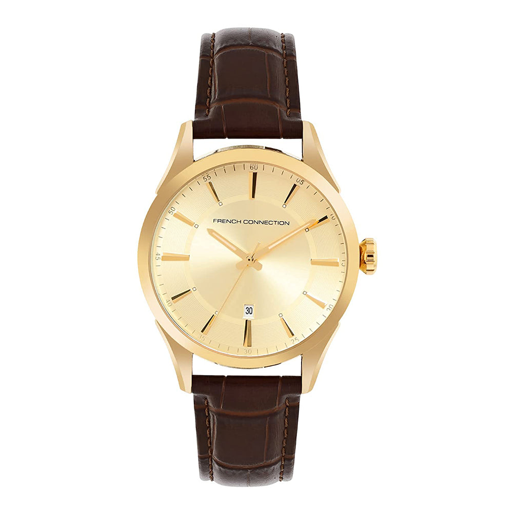 French Connection FCP31G Etienne Gold Dial Men s Analog Watch