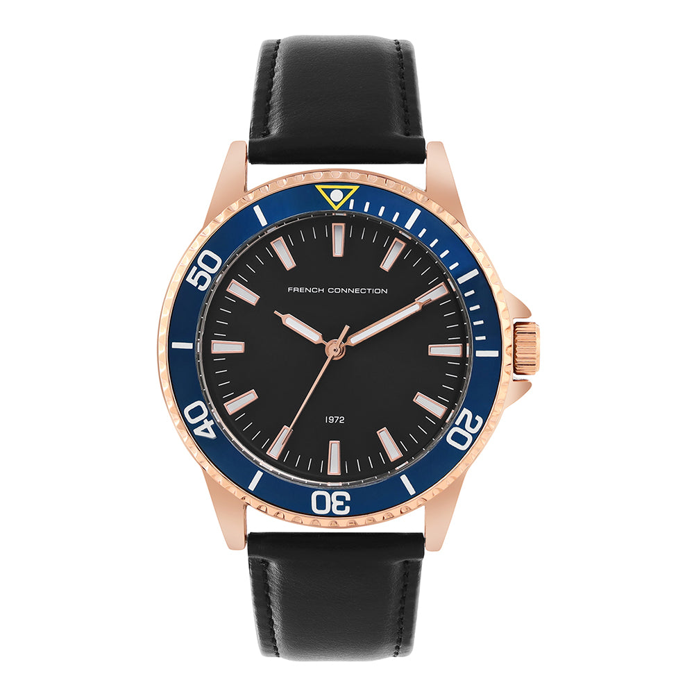 French Connection Black Dial Analog Watch For Mens - FCE23BL-RG