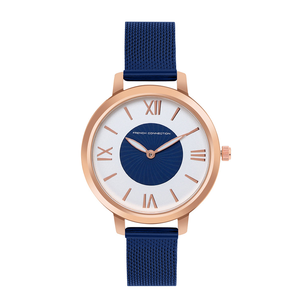 French Connection Analog Blue Mesh Strap Women's Watch-FCN00027C