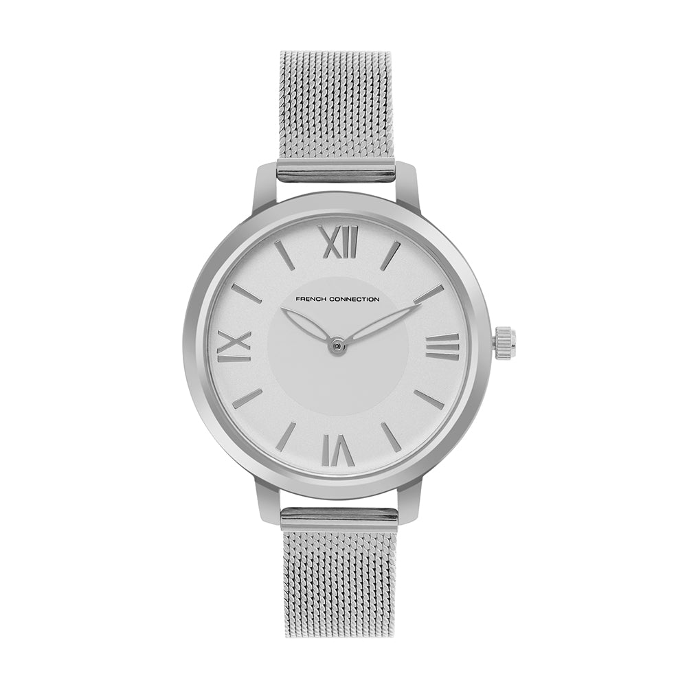 French Connection Analog Silver Mesh Strap Women's Watch-FCN00027E