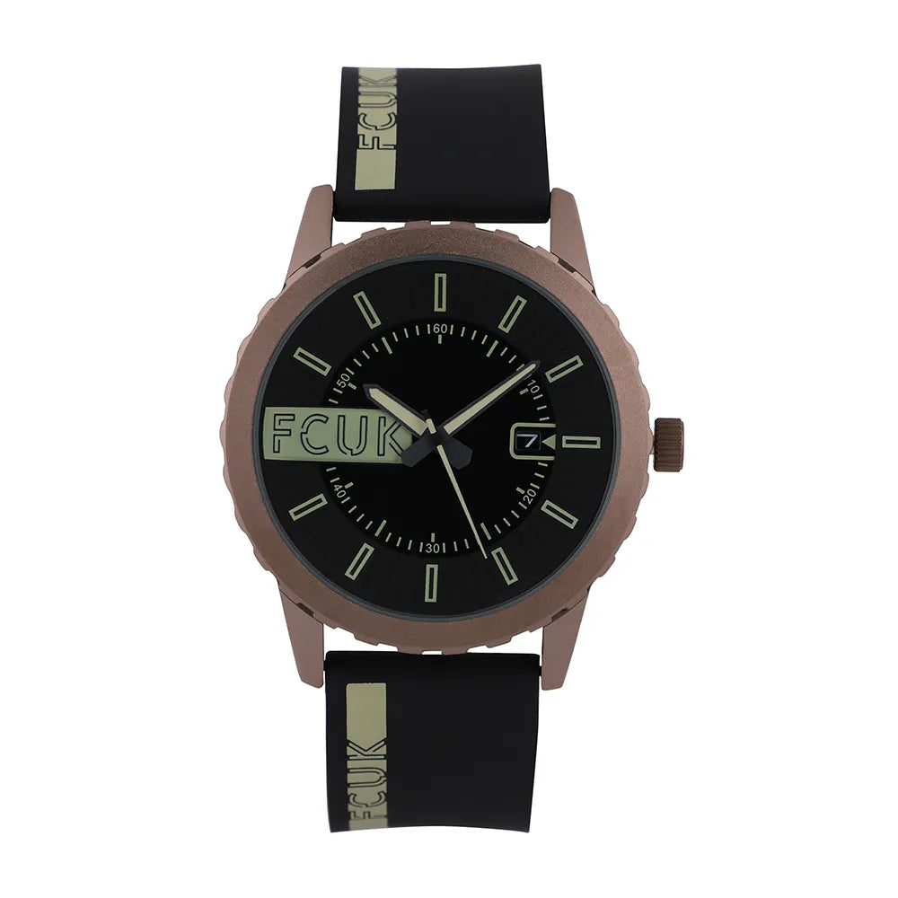 FCUK Analog Black Dial Men's Watch-FK0009E