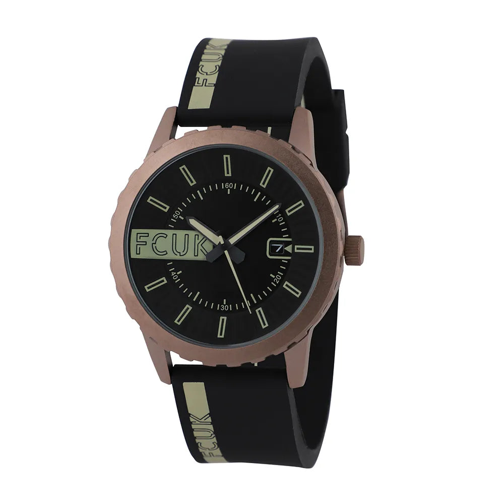 FCUK Analog Black Dial Men's Watch-FK0009E