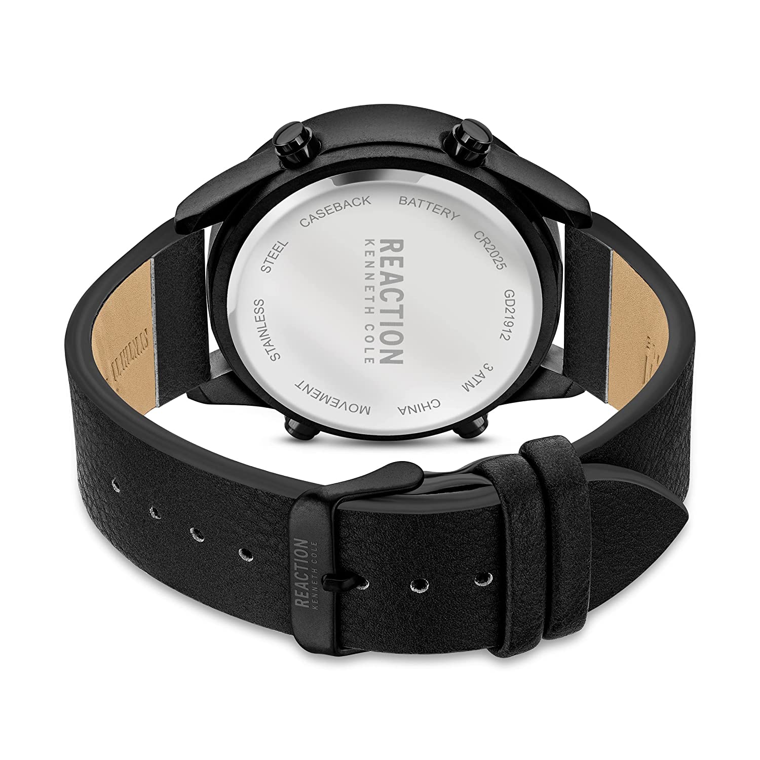 Kenneth Cole Reaction Analog Digital Men Black Leather Strap Rees KRWGD2191203
