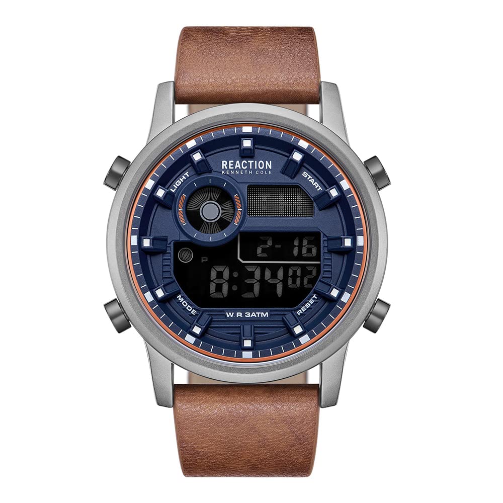 Kenneth Cole Reaction Analog Digital Tan Synthetic Leather Strap Casual Watch for Men's - KRWGD9006401