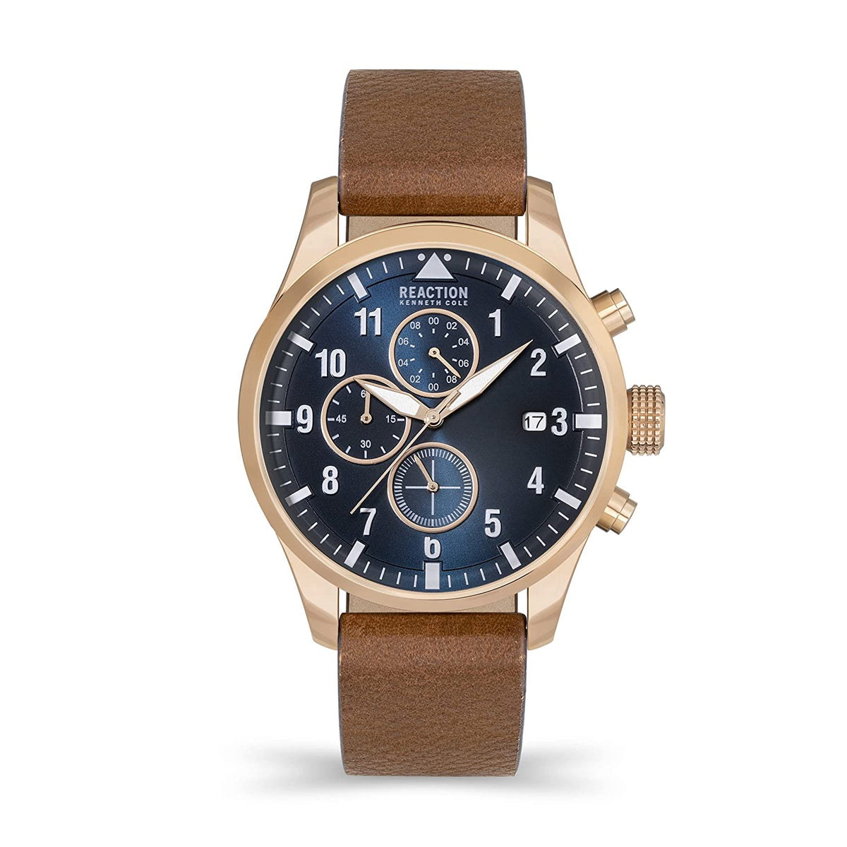 Kenneth Cole Reaction Chrono Men TAN Leather Strap Arco KRWGF2192502